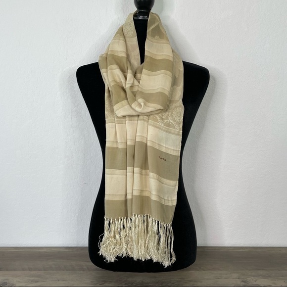 Vintage Furla Paisley Floral Fringe Furla Scarf - Picture 1 of 9